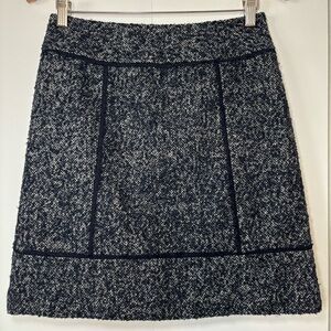 Halogen Women’s Tweed A-Line Mini Skirt Navy Gray Wool blend Size 2